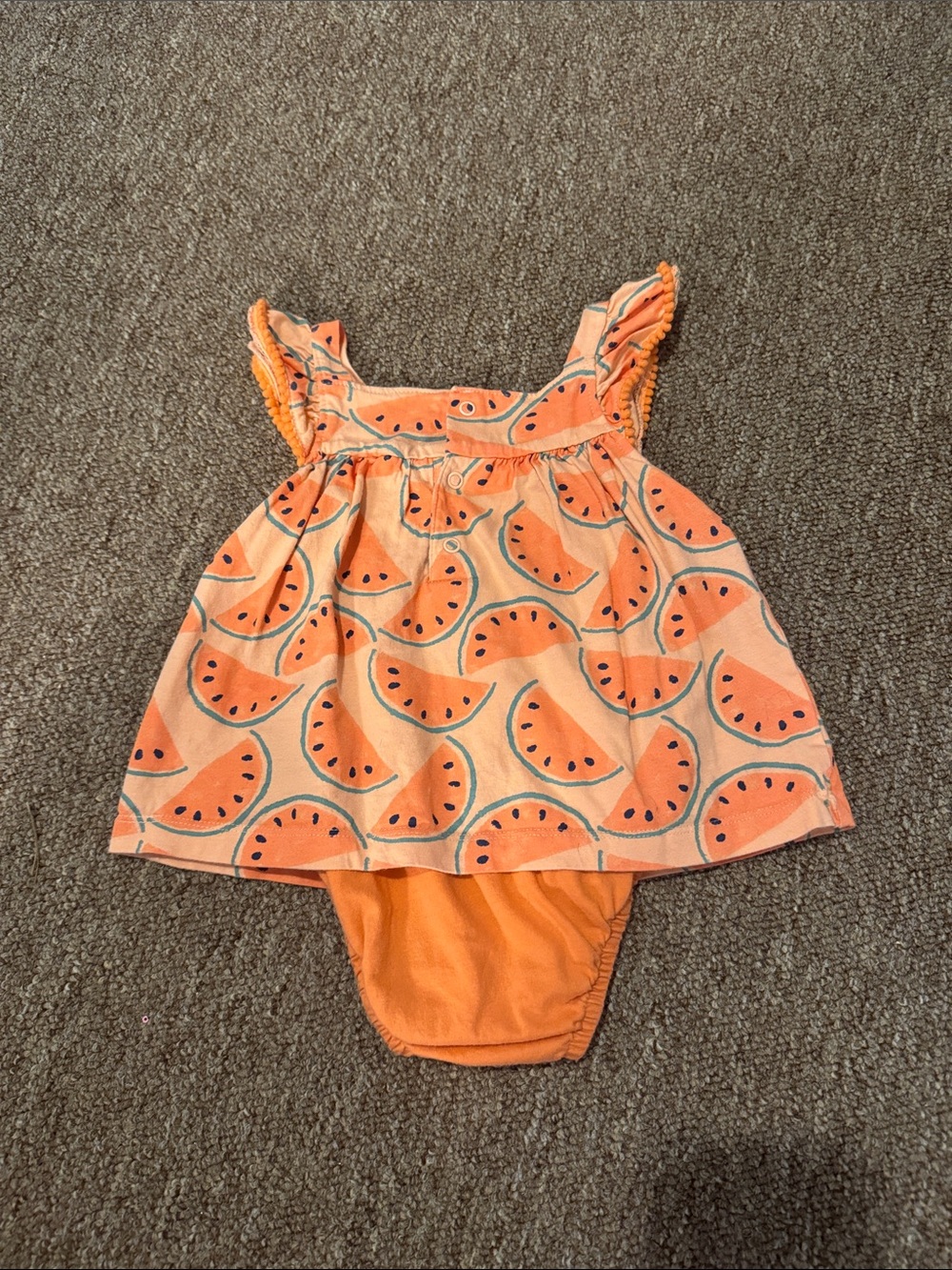 Watermelon Print Peach/orange colored Baby Dress - Picture 3 of 3